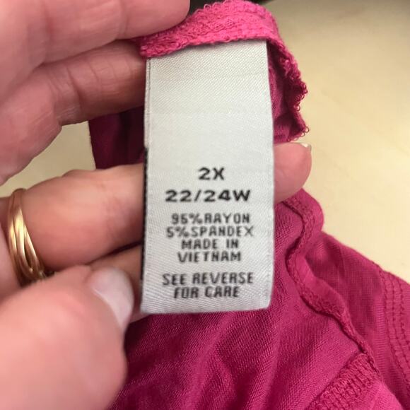 Catherines Tunic Magenta Pink Rayon Knit Button Sleeve Comfy Casual Spring 2X - Picture 7 of 8
